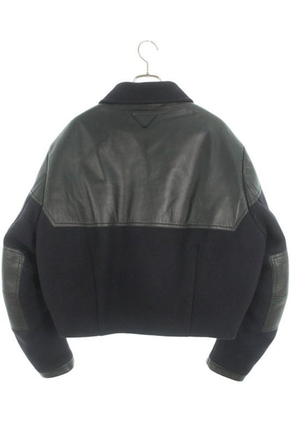 Prada Sgc425 Leather Cutout Cropped Coat Down Jacket Men's XL