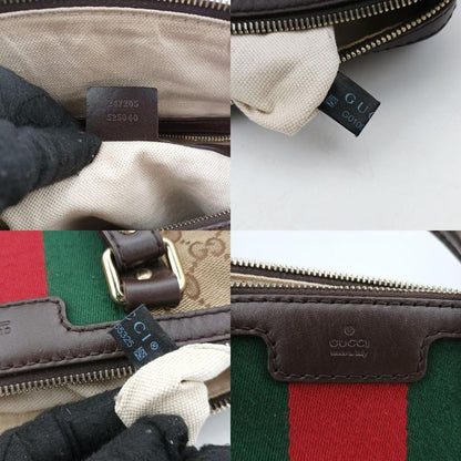 Guccisherry Line Beige And Green And Red Canvas And Leather 247205g010955325