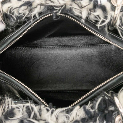 Dior Lady Dior Cannage Handbag Shoulder Bag 2WAY Black White Pink Tweed Leather