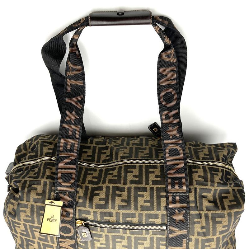 Fendi Zucca Boston Bag Nylon Brown Women Men