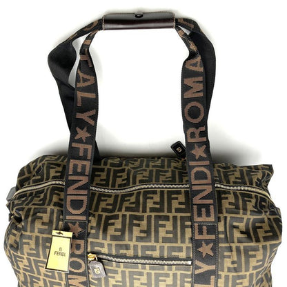 Fendi Zucca Boston Bag Nylon Brown Women Men