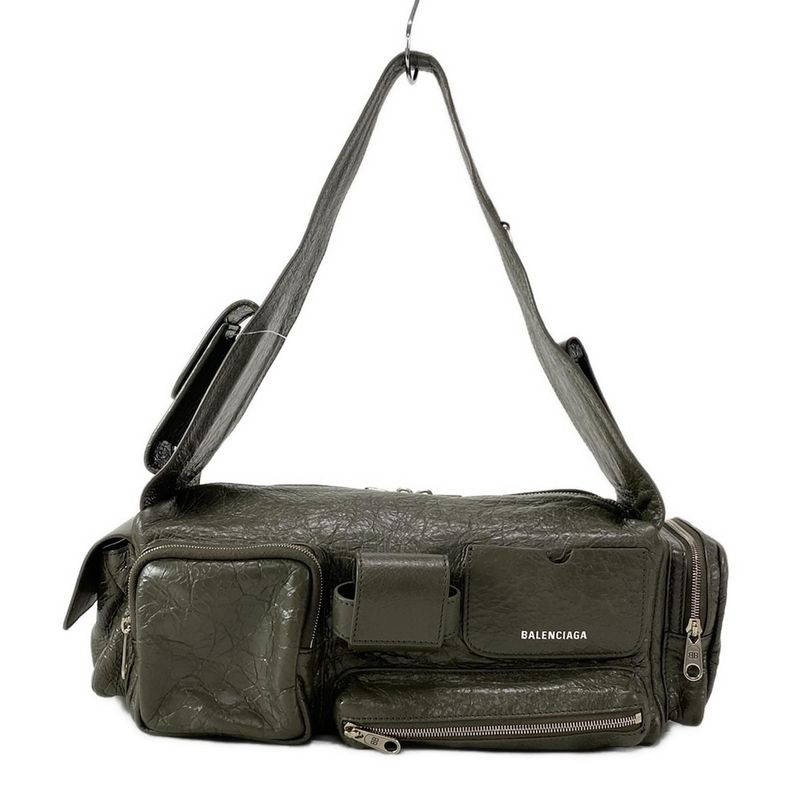 Balenciaga Shoulder Bag Super Busy Small Thing Bag 702167 Khaki Lambskin