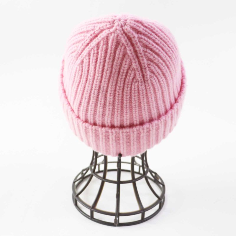 Gucci 764594 Wool Cashmere Current Double G Leather Usage Knit Cap Pink Gold