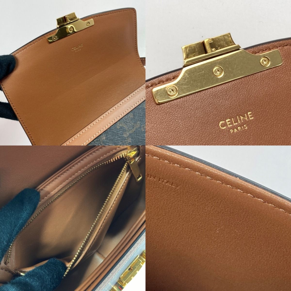Celine Triomphe Shoulder Bag 188882bz4.04lu Brown PVC Coated Canvas × Leather