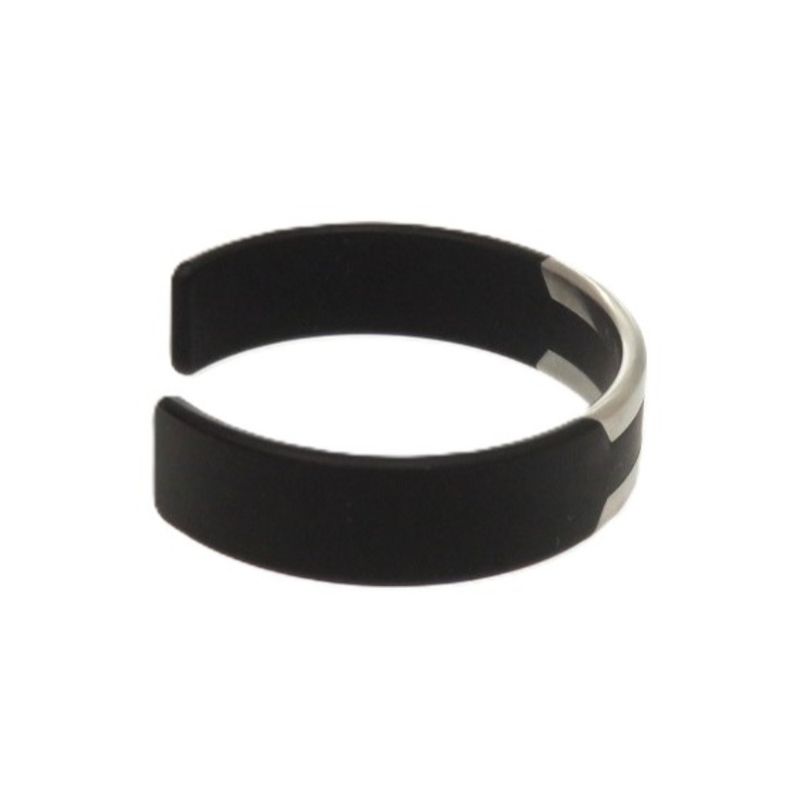 Hermes Trinkaaf Bangle Stainless Steel Black Silver Hardware Black Bangle 0872