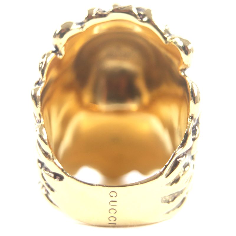 Gucci Lion's Head Colored Stone Ring - Gold Black 16 Size Equivalent To Size