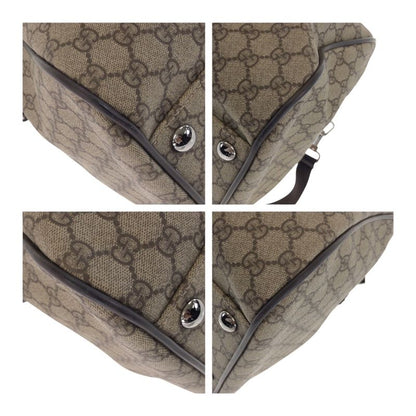 Gucci Brown Silver Hardware GG Supreme Canvas/leather 101672 Boston Bag