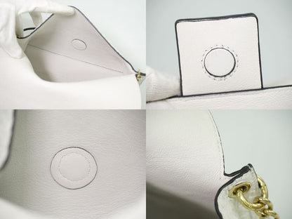 Authentic Loewe Avenue Repeat Anagram Shoulder Bag Pochette Leather White