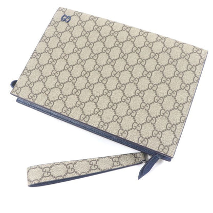 Gucci 768255 GG Supreme Logo Hardware Bicolor Leather Use Small Pouch Clutch