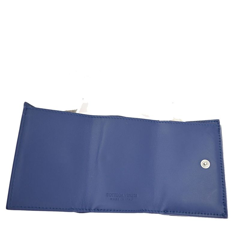 Bottega Veneta Trifold Wallet Intrecciato Blue Leather 35ka812