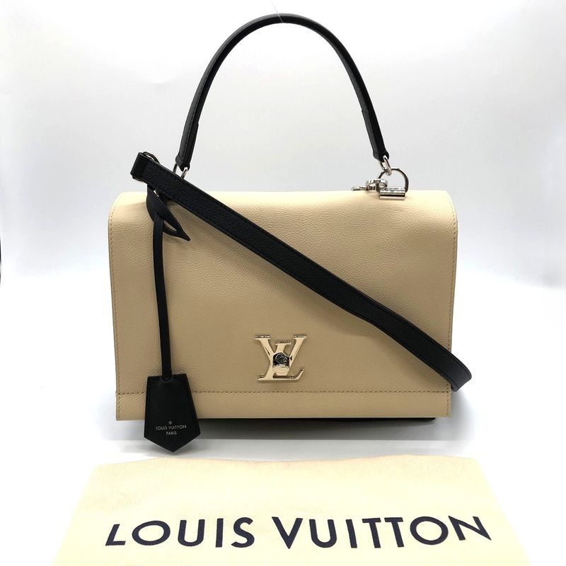Louis Vuitton Lock Me 2 M50252 Handbag Shoulder Bag 2way Calf Leather Beige/blac