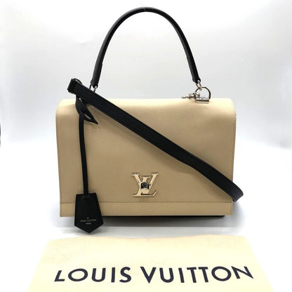 Louis Vuitton Lock Me 2 M50252 Handbag Shoulder Bag 2way Calf Leather Beige/blac