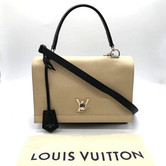 Louis Vuitton Lock Me 2 M50252 Handbag Shoulder Bag 2way Calf Leather Beige/blac