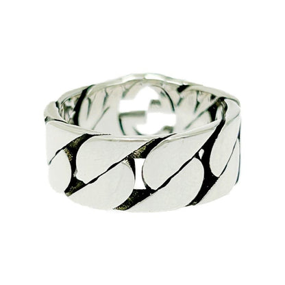 Gucci Silver Interlocking G Chain Ring 6.4g 925 Engraved 481156 Ring