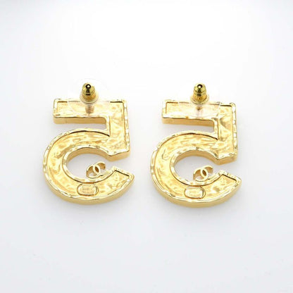 Chanel Earrings No.5 Number Five B23S Coco Mark Black/gold Color With Box