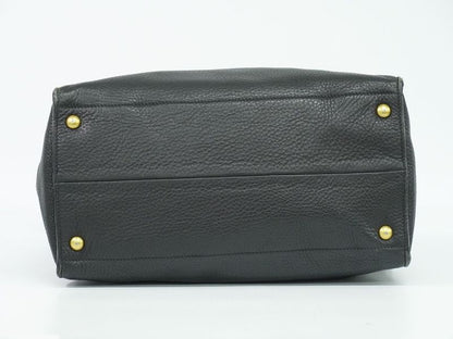 Authentic Prada Leather 2WAY Shoulder Bag Tote Handbag Pochette Black Bag