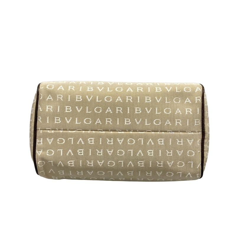 Bvlgari Boston Bag Logomania Beige And Dark Brown Leather