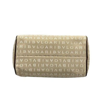 Bvlgari Boston Bag Logomania Beige And Dark Brown Leather