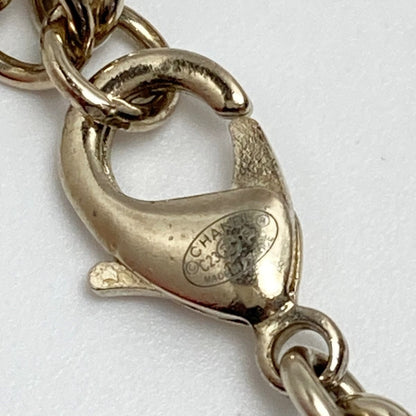 Chanel Coco Mark Rhinestone X Fake Pearl Necklace C23p Champagne Gold/black