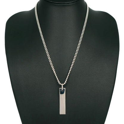 Gucci Logo Bar Double Ball Chain Silver 925 Unisex 22.3g Necklace