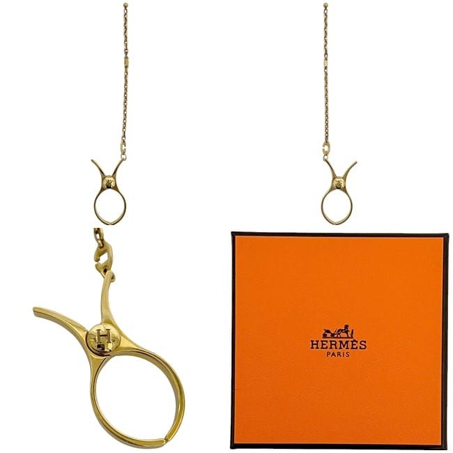 Hermes Glove Holder Gold Excellent Condition GP Used Hermes Gloves