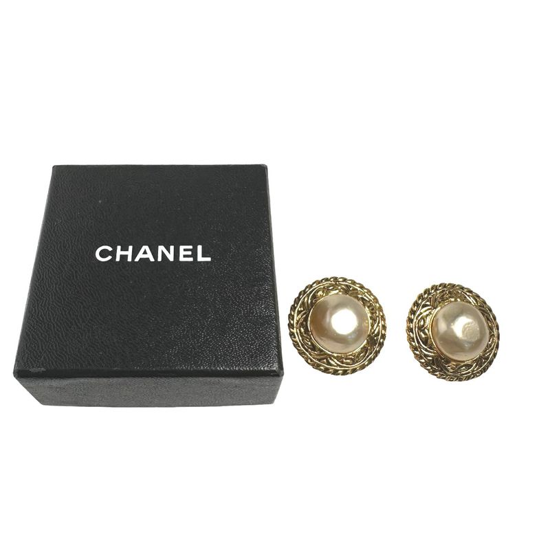 Chanel Engraved Large GP Earrings Chanel Gold