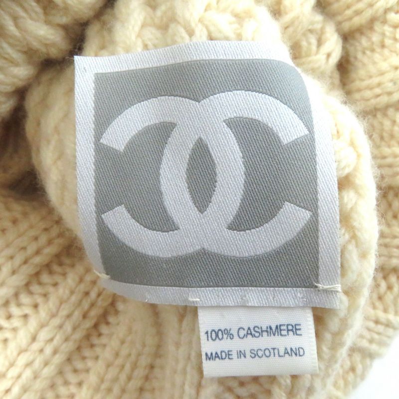 CHANEL Sports 100% Cashmere Coco Mark Plate Knit Hat Knit Cap