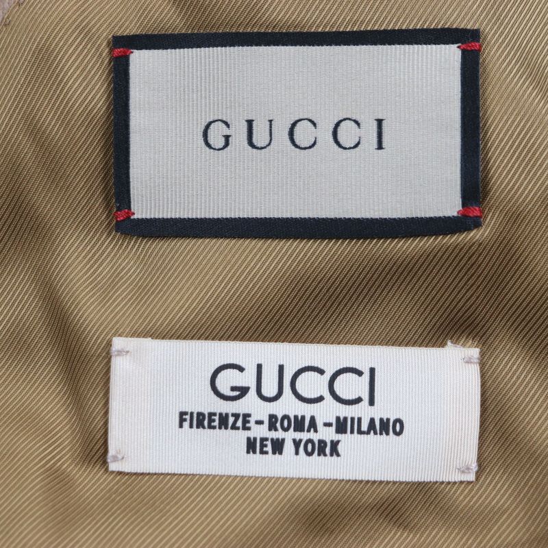  Gucci 23AW 753089 100% Camel Hair City Label Logo Buttons Single Chester Coat