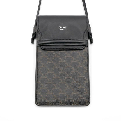 Celine Mobile Smartphone Accessories Leather Canvas Black Triomphe Logo Phone
