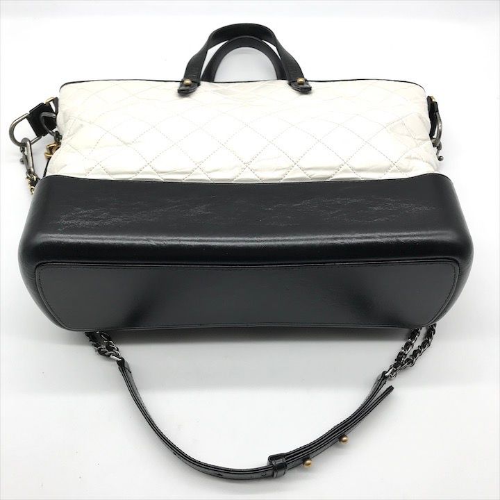 Chanel CC Logo Quilted Gabriel 2-Way White Bicolor Purse