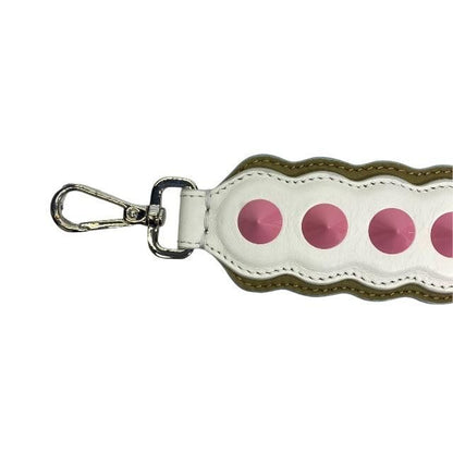 Fendi Strap You Shoulder Strap Small Studded Leather Brown White Pink