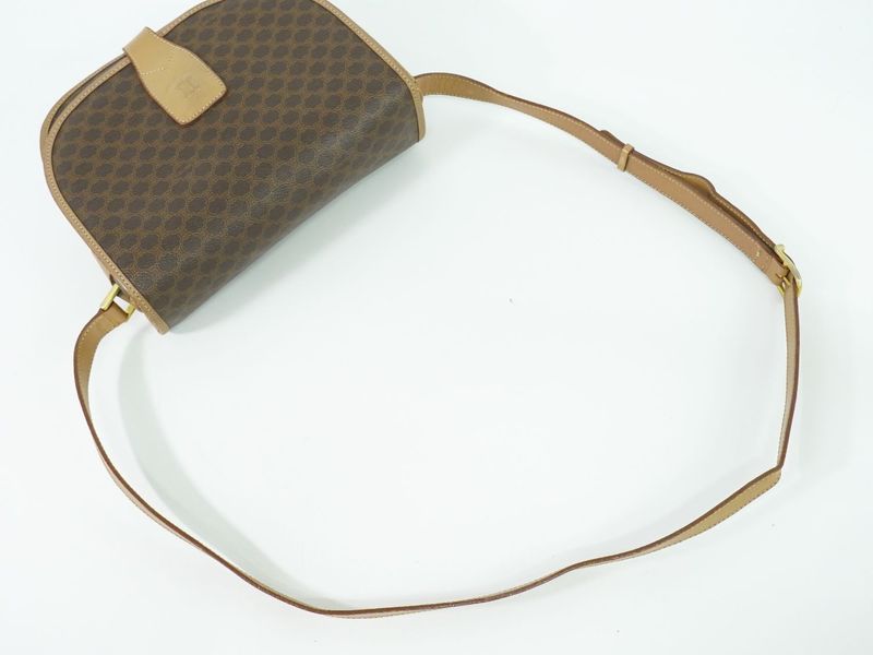 Authentic Celine Macadam Shoulder Bag Pochette PVC Brown Macadam Bag Pre-owned