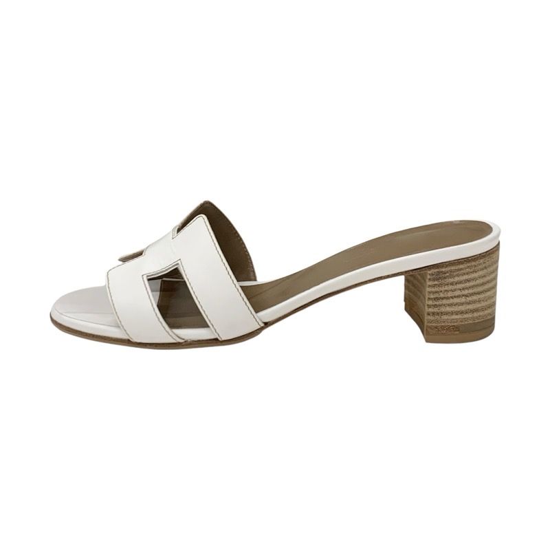 Hermes Oasis Sandals Shoes Leather White Mules