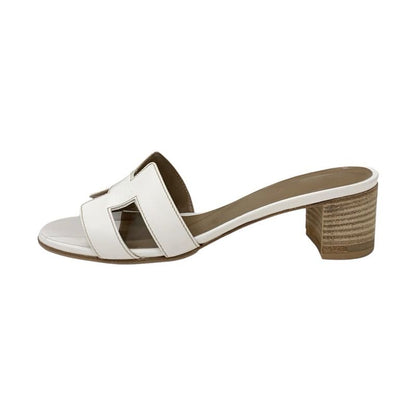 Hermes Oasis Sandals Shoes Leather White Mules