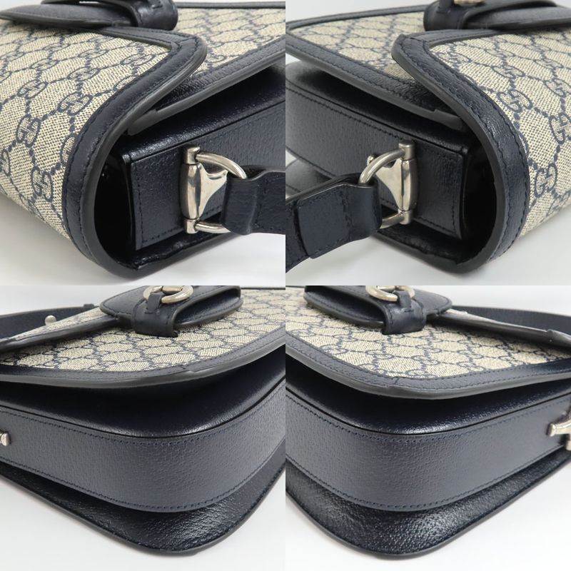 Gucci Horsebit 1955 Medium 602204 Shoulder Bag Navy - GG Supreme