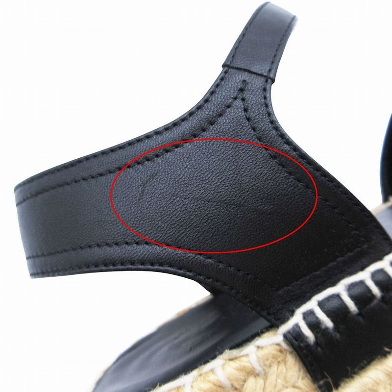Chanel Coco Mark 20s Leather Sandals Women's Black G36184 Espadrilles Size 23cm
