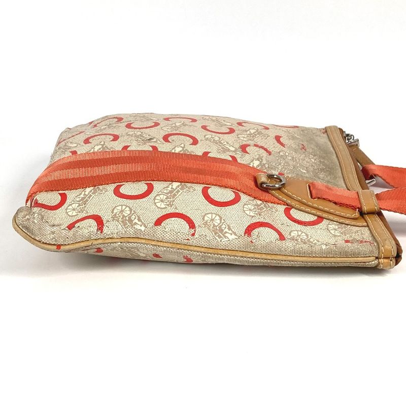 Celine Shoulder Bag Logo Macadam Carriage Leather / Coated Canvas Orange