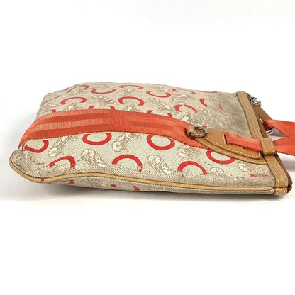 Celine Shoulder Bag Logo Macadam Carriage Leather / Coated Canvas Orange