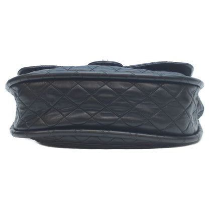 Chanel 18s Black Lambskin Flap Hoop Matelasse Shoulder Bag Handbag Silver Black