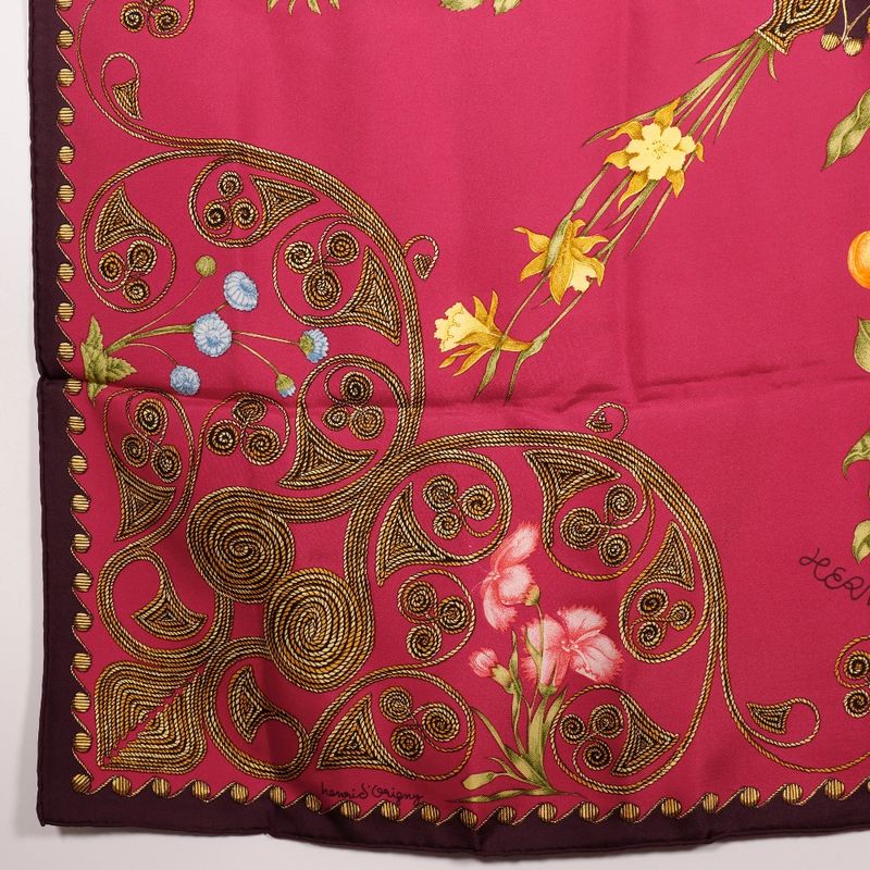 Hermes Carré 90 Arabesques Arabesque Silk Red Women's Scarf