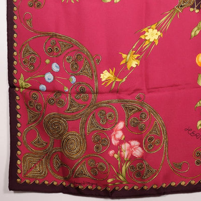 Hermes Carré 90 Arabesques Arabesque Silk Red Women's Scarf