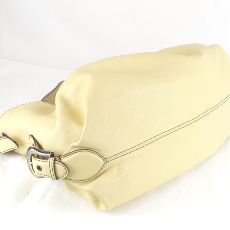 Fendi One Shoulder Bag Handbag Leather Yellow Gathered