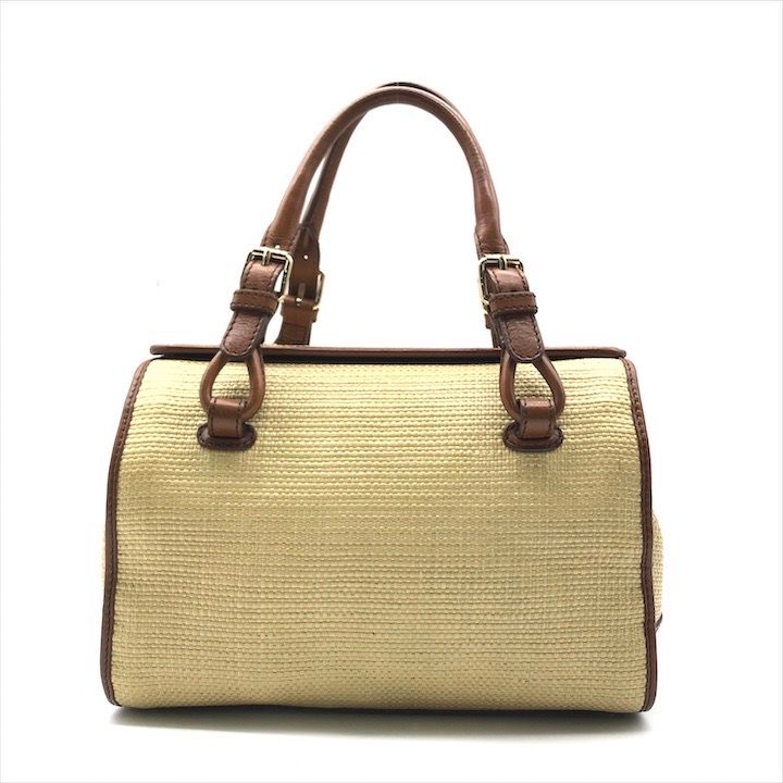 Celine Raffia Straw Hand Boston Bag Beige