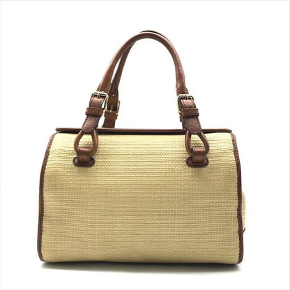 Celine Raffia Straw Hand Boston Bag Beige