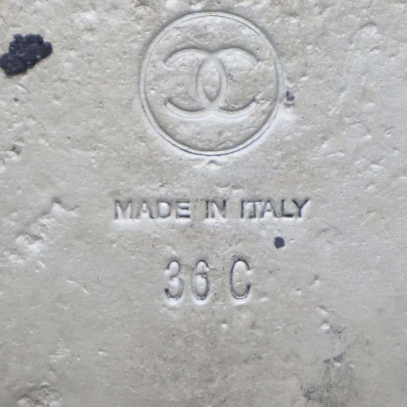 Chanel Footbed Coco Mark Sandals 0 G35927 Silver Grayish 36c