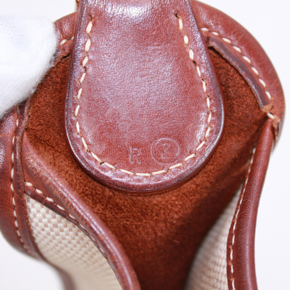 Hermes Vespa PM Toile Ash Brown And Beige Shoulder Bag Gold