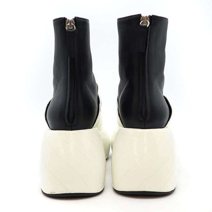 Loewe 21aw Croc-Embossed Wedge Loafer Boots Black White 37