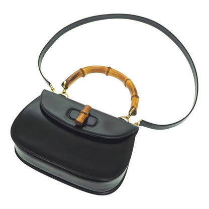 Gucci Bamboo Shoulder Hand Bag Leather Black With Black Shoulder Strap 1294gucci