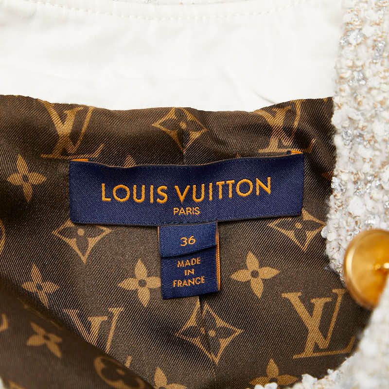 Louis Vuitton 22AW Tweed Jacket Size 36 Ivory Off-white Nylon Cotton Wool