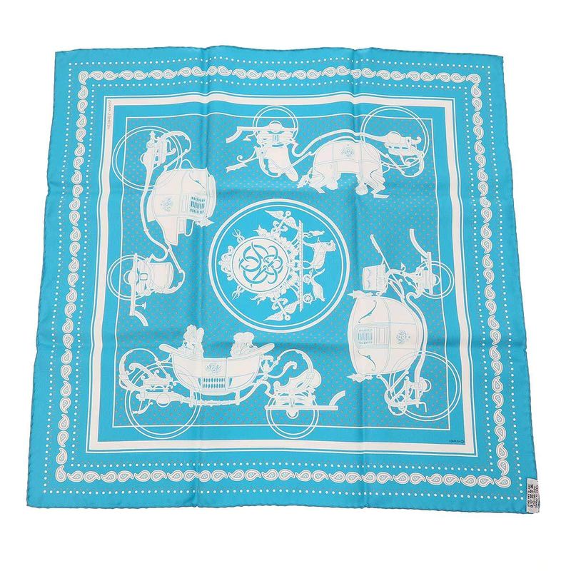 Hermes Carré 55 Ex-Libris Turquoise Ex-Libris Turquoise Silk Scarf Blue